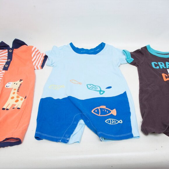 Baby Boy 18M Rompers Lot of 3 – First Impressions & Carter’s - Fish, Giraffe - Picture 6 of 7